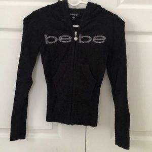Fuzzy, Black Bebe Zip-Up!